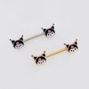 BLACK JESTER HAT PINK SKULL ENAMEL KUROMI 316L SURGICAL STEEL NIPPLE RING